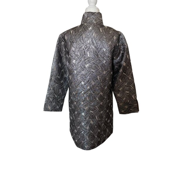 The Met OPERA Store Silver Coat Gunmetal Lame Black tie, wedding S - Picture 3 of 11